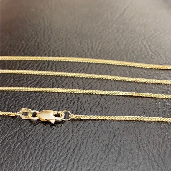 Pre-owned Element Shine/md 14 K Solid Yellow Gold 0.9 Mm Square Wheat Chain Necklace 16"-18" Adjustable