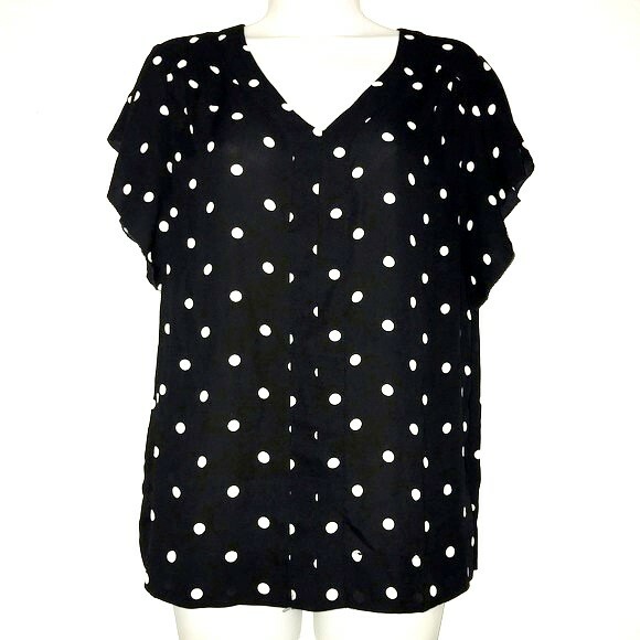 Philosophy Black White Polka Dot Short Sleeve Top Sz. XS 151901