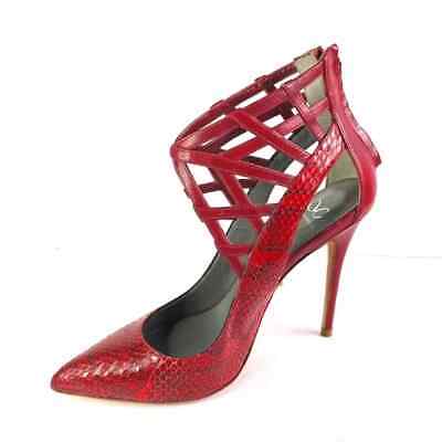 Monika Chiang Alana Leather Pumps   Snakeskin Print Heels   37 US 7 RED $550