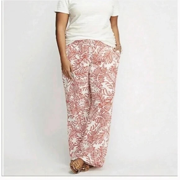 

Lane Bryant Красно-белые широкие льняные брюки, размер 26/28, Multicolor