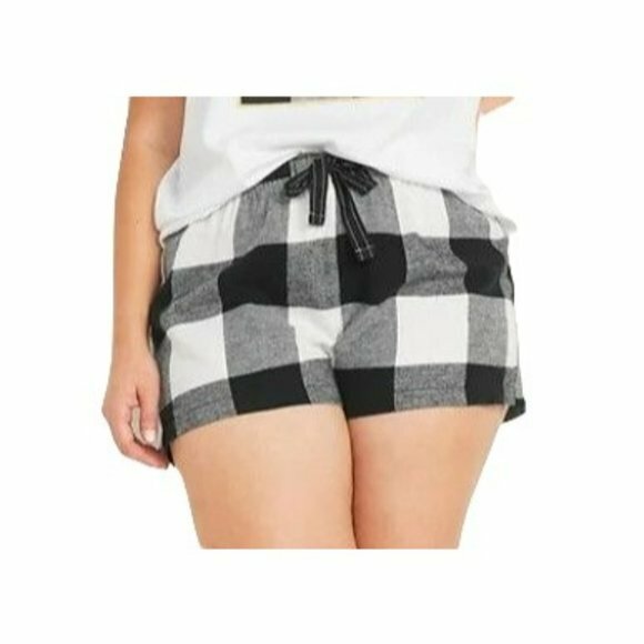 

СТАРЫЕ ТЕМНО-СИНИЕ ЖЕНСКИЕ ФЛАНЕЛЕВЫЕ БОКСЕРЫ ПИЖАМНЫЕ ШОРТЫ 4X 4XL PLUS, Black/off-white/gray