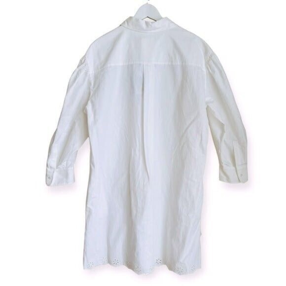 Pre-owned Max Mara Corinto Linen Blend White Button Down Belted Shirt Dress Size L