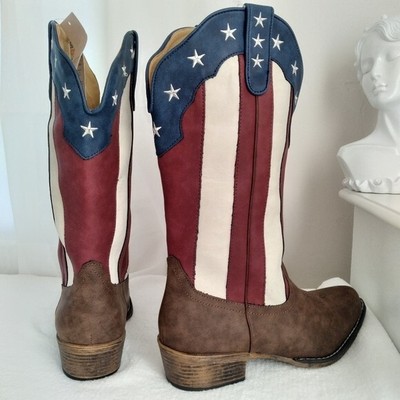 Silver Canyon American Flag Western Cowgirl Boot, Stars Stripes Patriotic USA