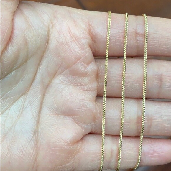 Pre-owned Element Shine/md 14 K Solid Yellow Gold 0.9 Mm Square Wheat Chain Necklace 16"-18" Adjustable