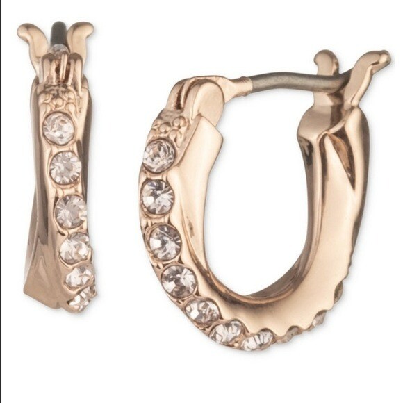 Givenchy Pavé Crystal Hoop Earrings - Twist - Petite - Gold