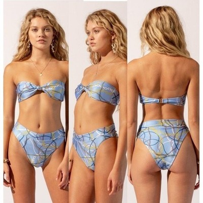 Suboo Swimsuit Size XS Swim Bikini Super High Cut Bottom Sailor Chain Sexy Blue