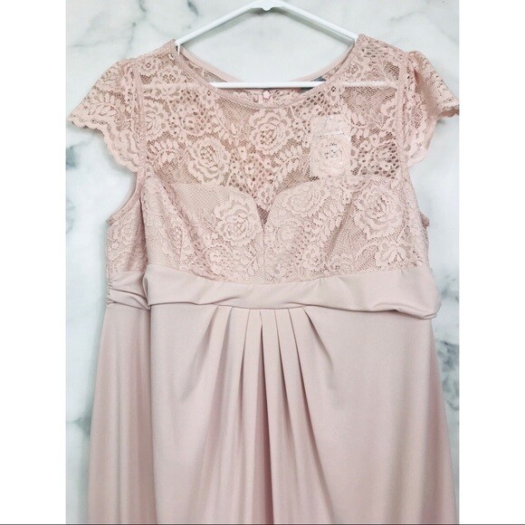 ASOS Pink Maternity Lace Midi Pleated Dress Women Size 14 NEW