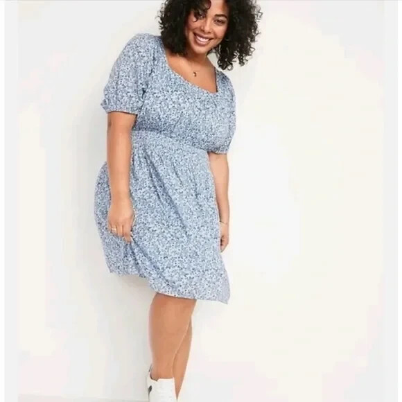 

Платье Old Navy Blue с пышными рукавами и принтом, размер, Синий