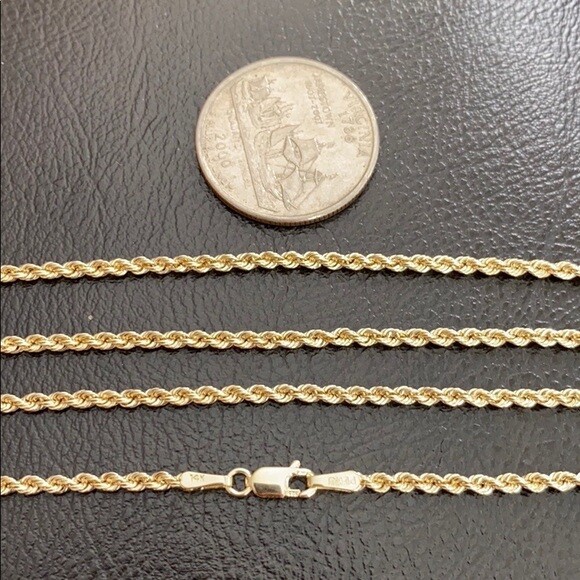 Pre-owned Element Shine/md 14 K Solid Yellow Gold 2.0 Mm Rope Chain Necklace 16", 18", 20", 22", 24", 30"