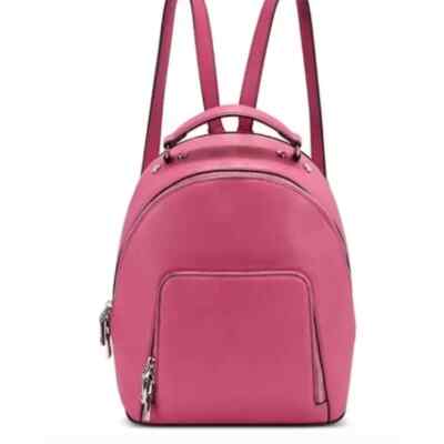 INC Kolleene Backpack Mini Vegan Leather Pink Double Zipper Silver Lightweight