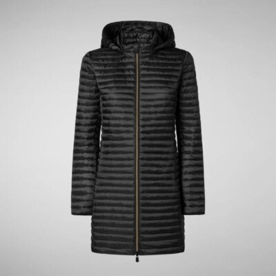 Save The Duck Women's Black Ultra Light Puffer Hooded Jacket-NWT-SZ 3 (M/L)