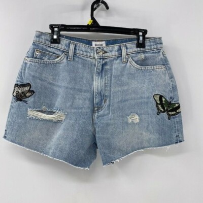 Hudson Sade cut of jean shorts sz 30 NWT high rise distressed butterfly