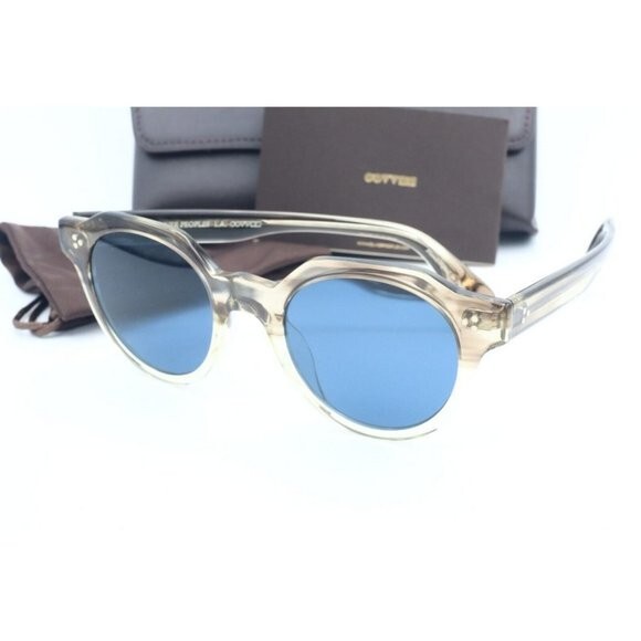 Pre-owned Oliver Peoples Irven Ov5378su 164780 Military Vsb Round Sunglasses Blue Lenses