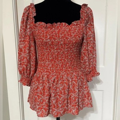 Max Studio 3/4 Sleeve Ruched Blouse Sz M