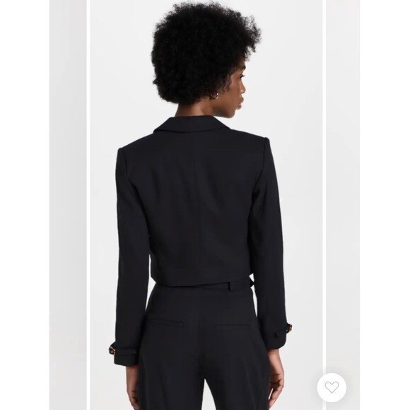 Pre-owned Veronica Beard $498 Black Cropped Linen Blend Single Breast Jacket Buckle