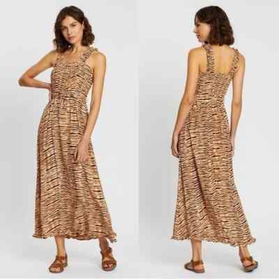 Faithfull The Brand Saint Tropez Midi Dress Wyldie Animal size xs