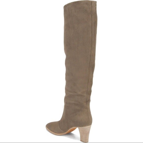 Pre-owned Vince Women's Casper Knee High Pull On Boot Flint Suede Gray Size 7.5 Nwb