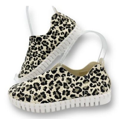 Isle Jacobsen Off White Multi Leopard Tulip Kids Comfort Slip On Shoes EU 34 US3