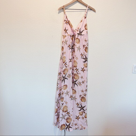 Pre-owned L'agence Sachi Shell-print Maxi Dress Size L In White