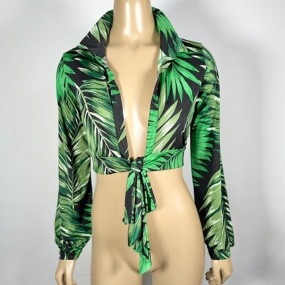 Fashion Nova Women s NWT Size Medium Tropic To Me Tie Front Blouse