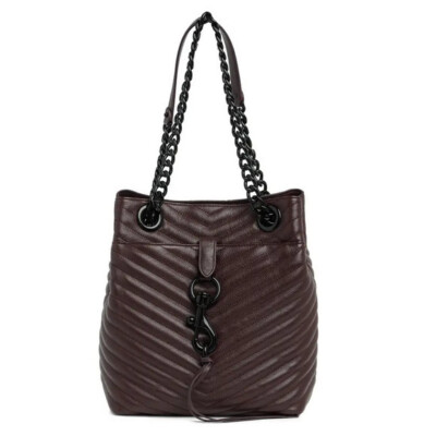 NWT REBECCA MINKOFF Edie Large Chevron Quilted Leather Bucket Bag Concord $378