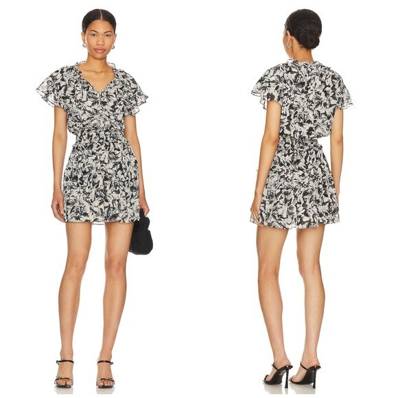 Pre-owned Misa $365  Los Angeles Natalia Dress In Black & White Size: Large