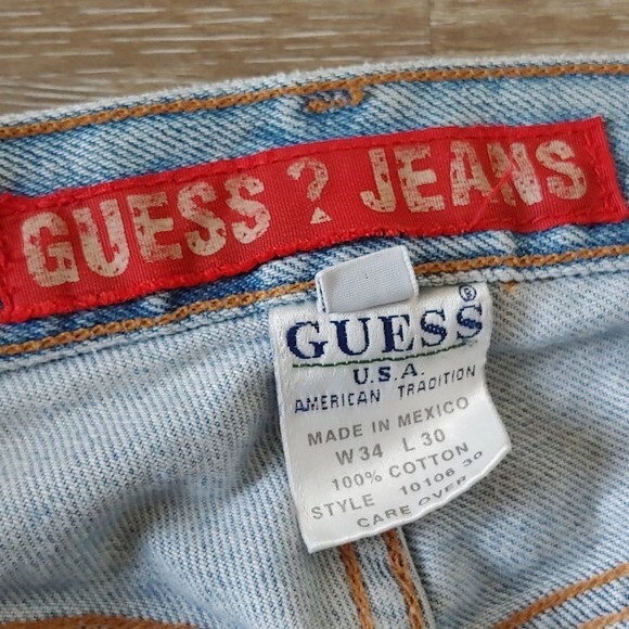 Vintage GUESS Jeans Men's Blue Straight Leg Jeans Size 34X30