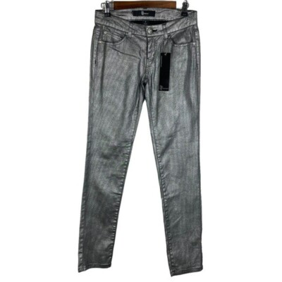 CP Jeans Gray Silver Metallic Skinny Jeans Women's Junior 5 Low Rise NEW