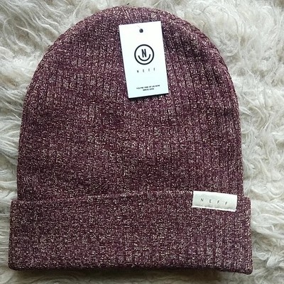 Neff Metallic & Maroon Beanie Hat Cap Surf Skate NWT