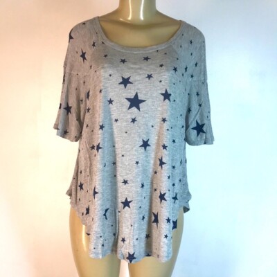 Labiz Los Angeles Star Tee Top Heather Grey Navy L NWT