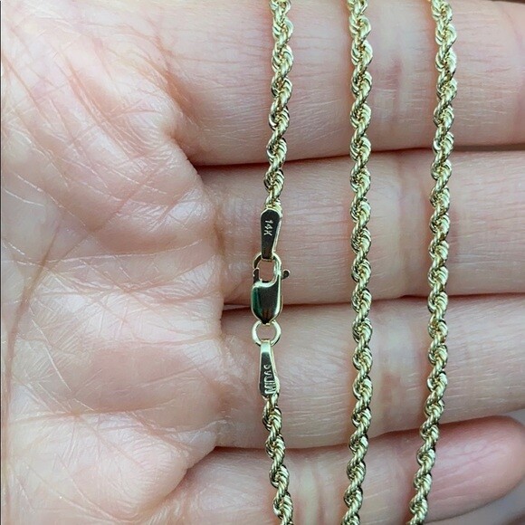 Pre-owned Element Shine/md 14 K Solid Yellow Gold 2.0 Mm Rope Chain Necklace 16", 18", 20", 22", 24", 30"