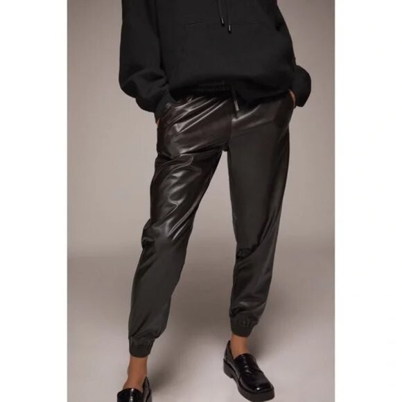 マークアンドロナ Alma Faux Leather Joggers サイズ46 Future Moto Pants with Faux Leather Knee Patch | Ofelya Boutique