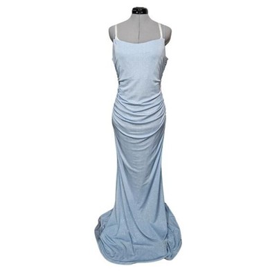 NWT Windsor Women's SIZE XL Glitter Open-Back Formal Gown in Periwinkle Blue