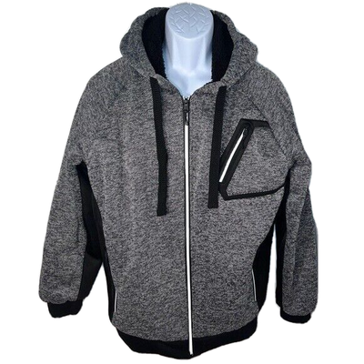 Vertical Sport L zip front Long sleeve hooded Sherpa lined