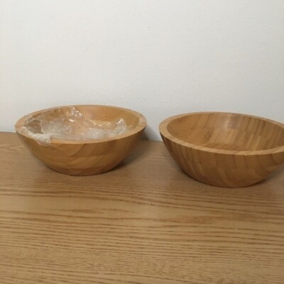 New Bundle Of 2-Bamboo Salad Snacks Bowls Size 7  x 2.5 