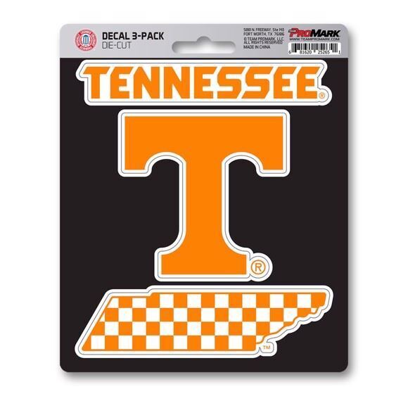 Tennessee Volunteers Decals Die-cut Auto Multi-use Stickers 3-pack 