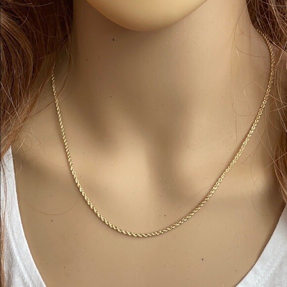 Pre-owned Element Shine/md 14 K Solid Yellow Gold 1.8 Mm Light Rope Chain Necklace 16", 18", 20", 22", 24"