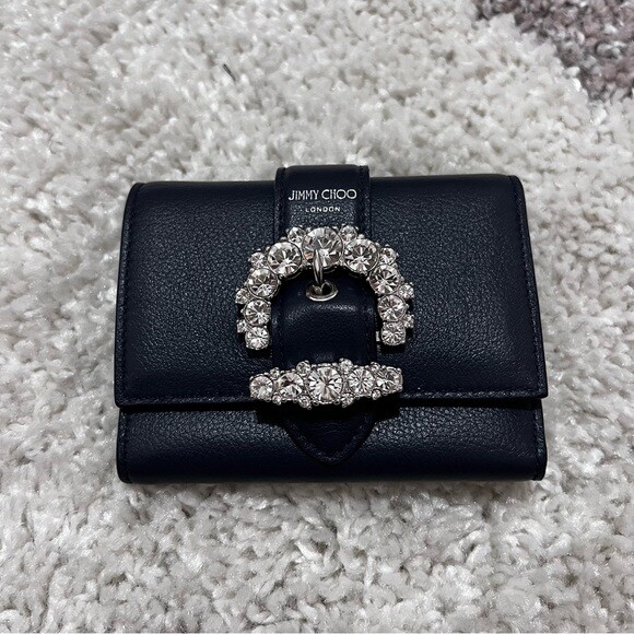 NWT NEW Jimmy Choo Cheri Black leather crystal buckle