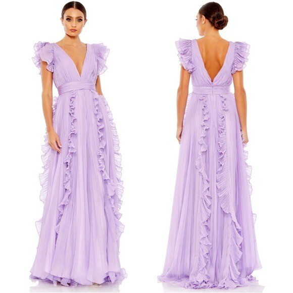 【MAC DUGGAL】ロングドレス ベージュ Aライン ケープ ビーズ imgrc0082467944.jpg
