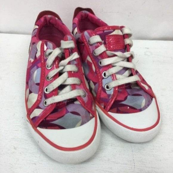 Coach Barrett Pink Purple Poppy C Pattern Shoes Sneakers 5.5B  Such a cute pair