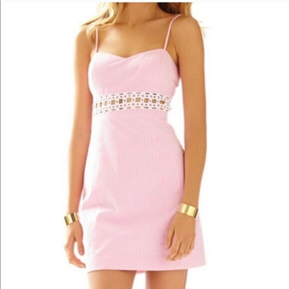 Lilly Pulitzer Sheena Pink &White Seersucker Dress, From