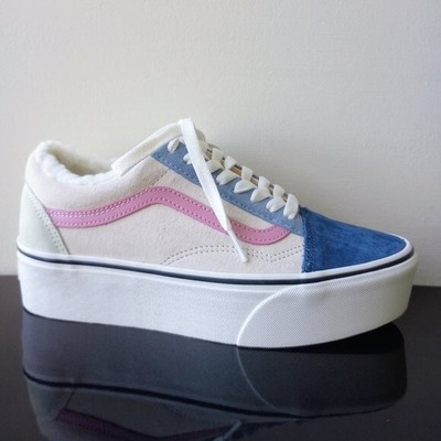 Vans Women Old Skool Pig Suede/Faux Fur Stacked Platform Sneaker in Lovely Multi