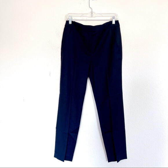 Pre-owned Nili Lotan Colmar Wool Pants Dark Navy Us4 In Blue