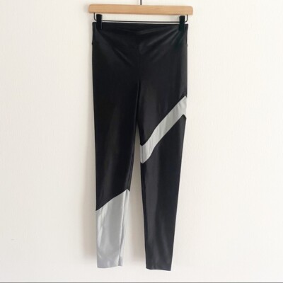 Koral Black & Silver Trek High Rise Skiny Leggings Medium NWOT