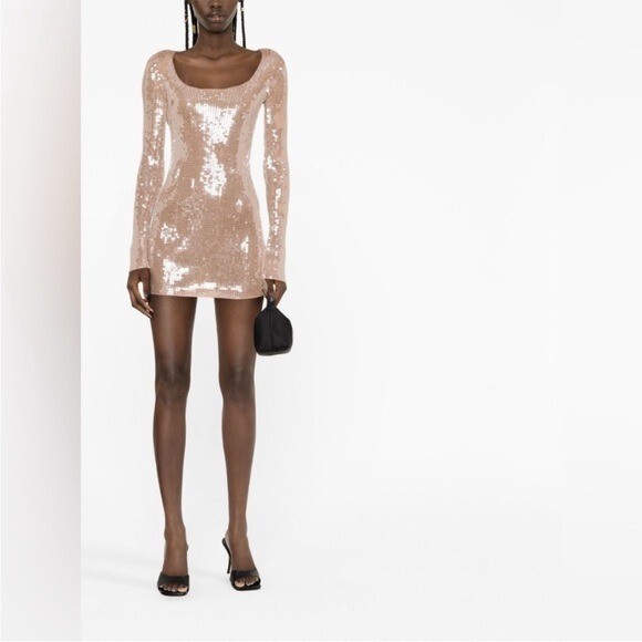 NWT ALEXANDER WANG Sequined ribbed-knit mini dress L $1,195