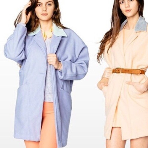 American Apparel Pastel Peach Pink Longline Wool Jacket