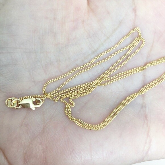 Pre-owned Element Shine/md 14k Solid Yellow Gold 1.04 Mm Curb Cuban Chain Necklace 16", 18", 20", 24"