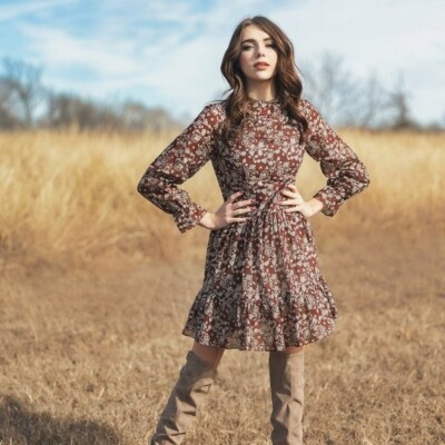 Women's Emmi's Label Paisley Dress Brown S bohemian cottagecore  fall western