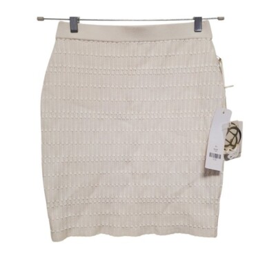NWT Etcetera Crochet Knit Pencil Skirt Textured Rib Rare Ivory Velocity