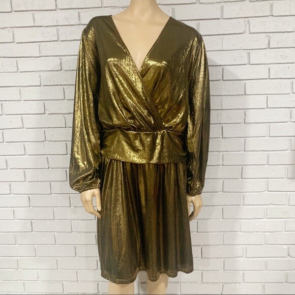 Michael Michael Kors Women's Gold Faux Wrap Dress - Size 2X